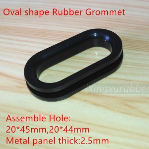 oval shape silicone rubber grommet assemble hole 20 x45mm